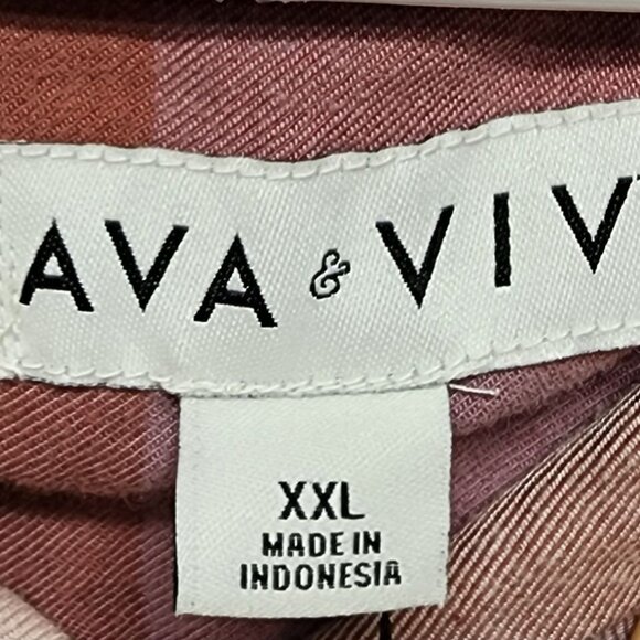 Ava & Viv Size XXL Pink Brown Womens Plaid Button-Down long Sleeve Shirt - Picture 3 of 7